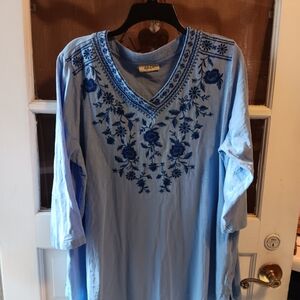 Style & Co. Light Blue Embroidered Top
